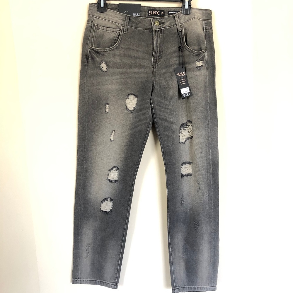 NWT Suede Charlie Mid Rise Relax Jeans 28 Grey B5